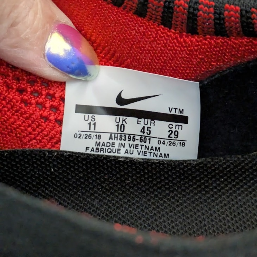 Nike Flyknit Racer Mens Red Black Athletic Running Shoes Sneakers Size 11 - Picture 14 of 15